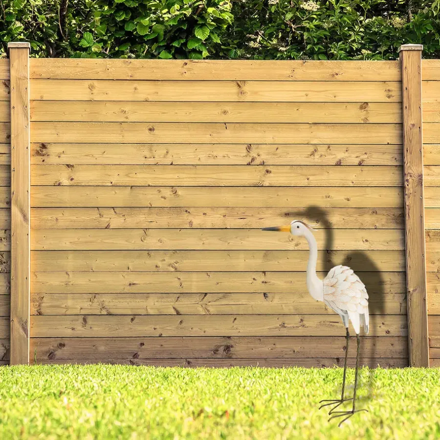 Beelden-Pro Garden vogel beeld - Metaal - Zilverreiger - 19 x 77 cm