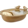 Tuindecoratie-Pro Garden Vogelbad/voederschaal - lichtbruin - keramiek -D20 x H8 cm