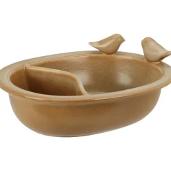 Tuindecoratie-Pro Garden Vogelbad/voederschaal - lichtbruin - keramiek -D20 x H8 cm