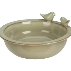 Pro Garden Vogelbad/voederschaal - saliegroen - keramiek -D24 x H10 cm