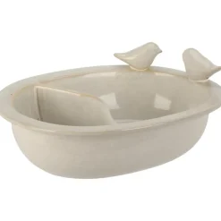 Tuindecoratie-Pro Garden Vogelbad/voederschaal - wit - keramiek -D20 x H8 cm