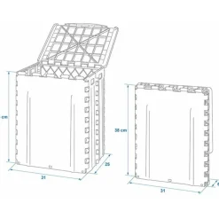 ProPlus Afvalbak met deksel- kunststof - grijs - 25 x 31 x 38 cm