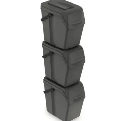 Prosperplast Afvalscheidingprullenbakken - 3x 25L - grijs