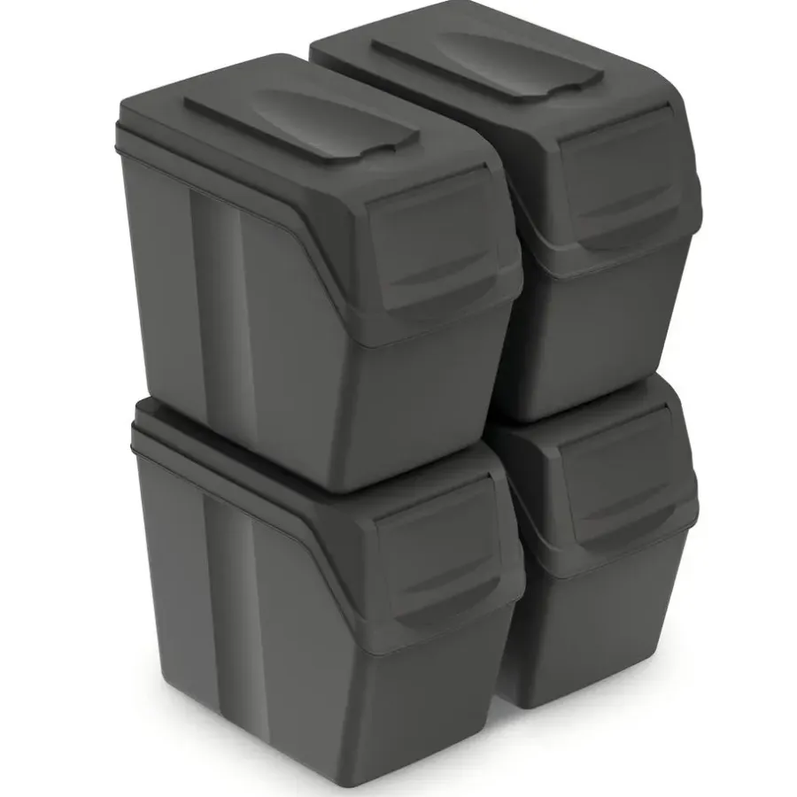 Prullenbakken-Prosperplast Afvalscheidingprullenbakken - 4x 20 liter - grijs