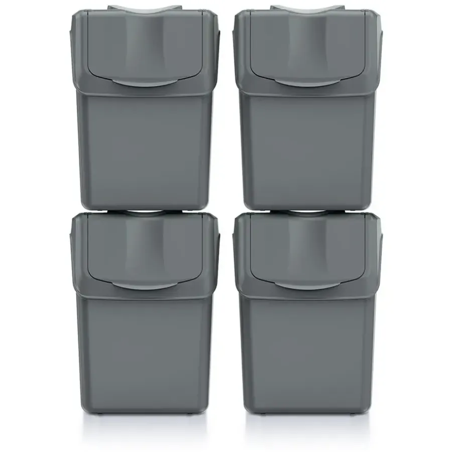Prullenbakken-Prosperplast Afvalscheidingprullenbakken - 4x 20 liter - grijs