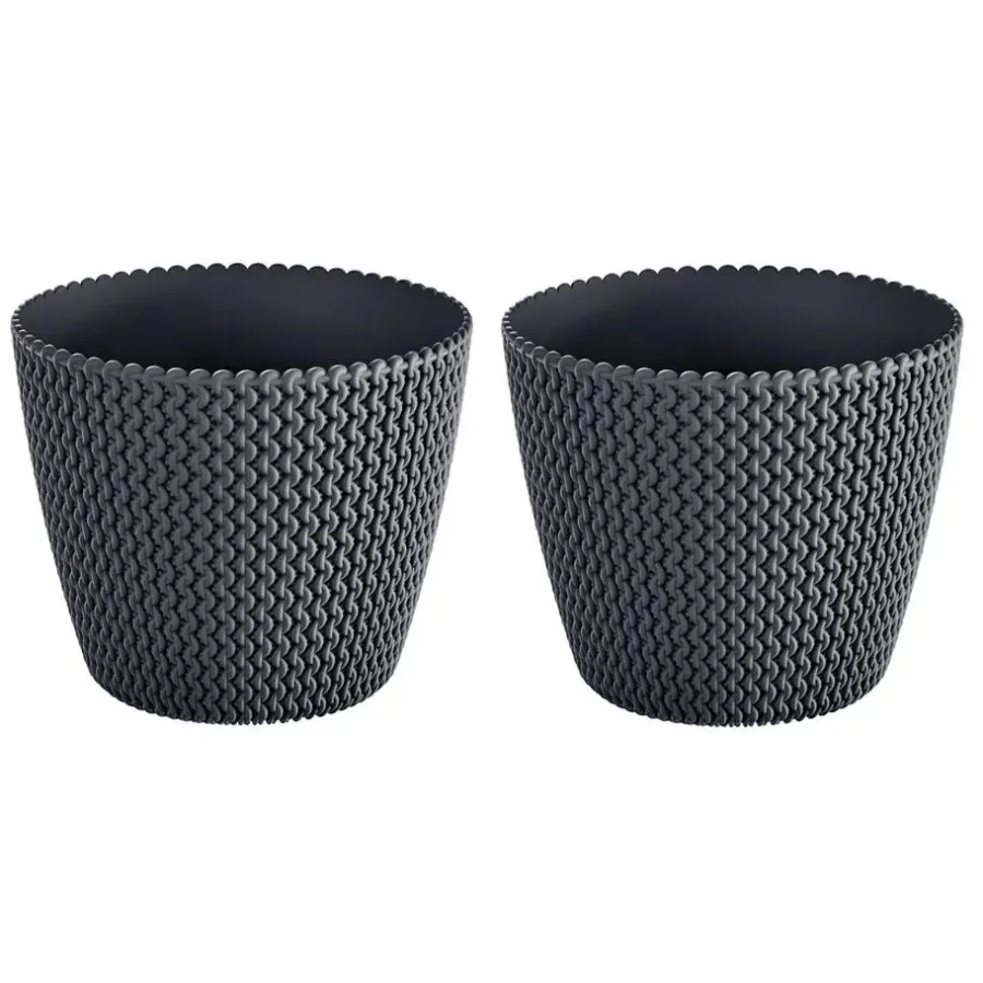Bloempotten-Prosperplast Bloempot Splofy - antraciet - voor buiten - 40 cm
