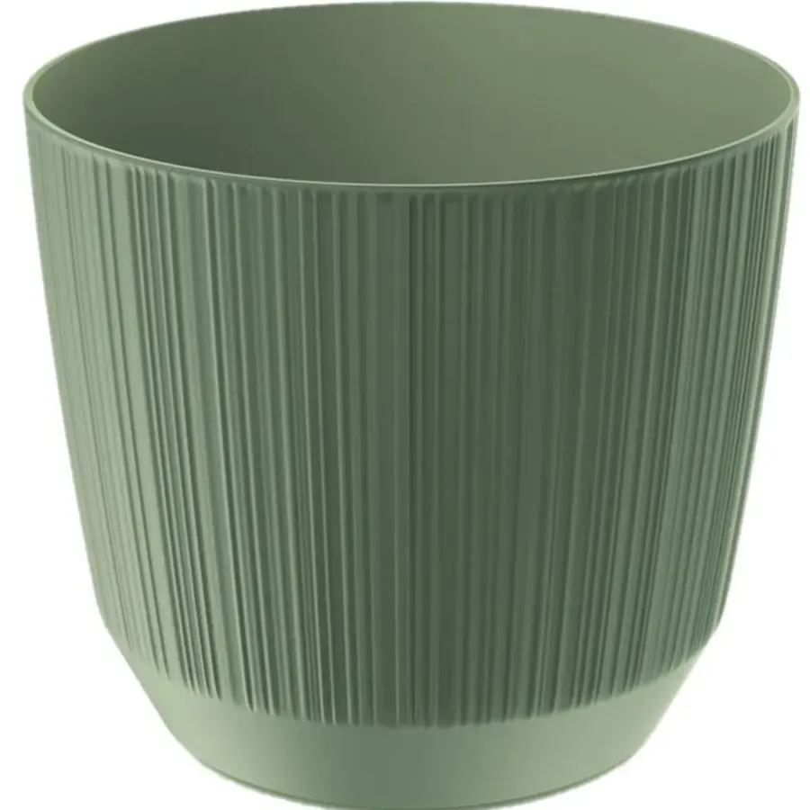 Bloempotten-Prosperplast Plantenpot - stripe - olijfgroen - D20xH17 cm