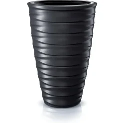 Bloempotten-Prosperplast Plantenpot Design Waves - kunststof - antraciet - D38 cm