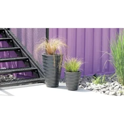 Bloempotten-Prosperplast Plantenpot Design Waves - kunststof - antraciet - D38 cm