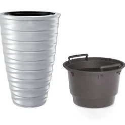 Prosperplast Plantenpot Design Waves - kunststof - wit - D38 cm
