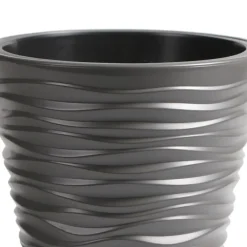 Bloempotten-Prosperplast Plantenpot Sand Dunes - kunststof - steengrijs - D30 cm