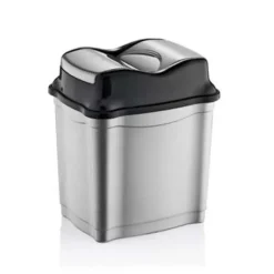 Prullenbakken-Merkloos Prullenbak - zilver met zwart - 50 l