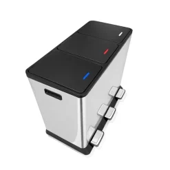 IVOL Prullenbak met 3 vakken – RVS – 45L