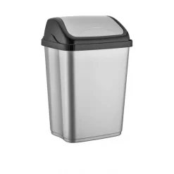 Prullenbakken-Merkloos Prullenbak/afvalbak - 10 liter - kunststof - zilver - 20 x 37 cm