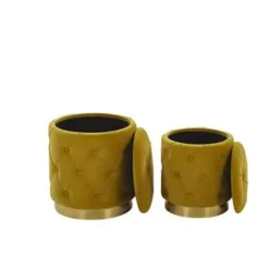 Beliani PUEBLO - Poef - Geel - 40/33 cm - Fluweel