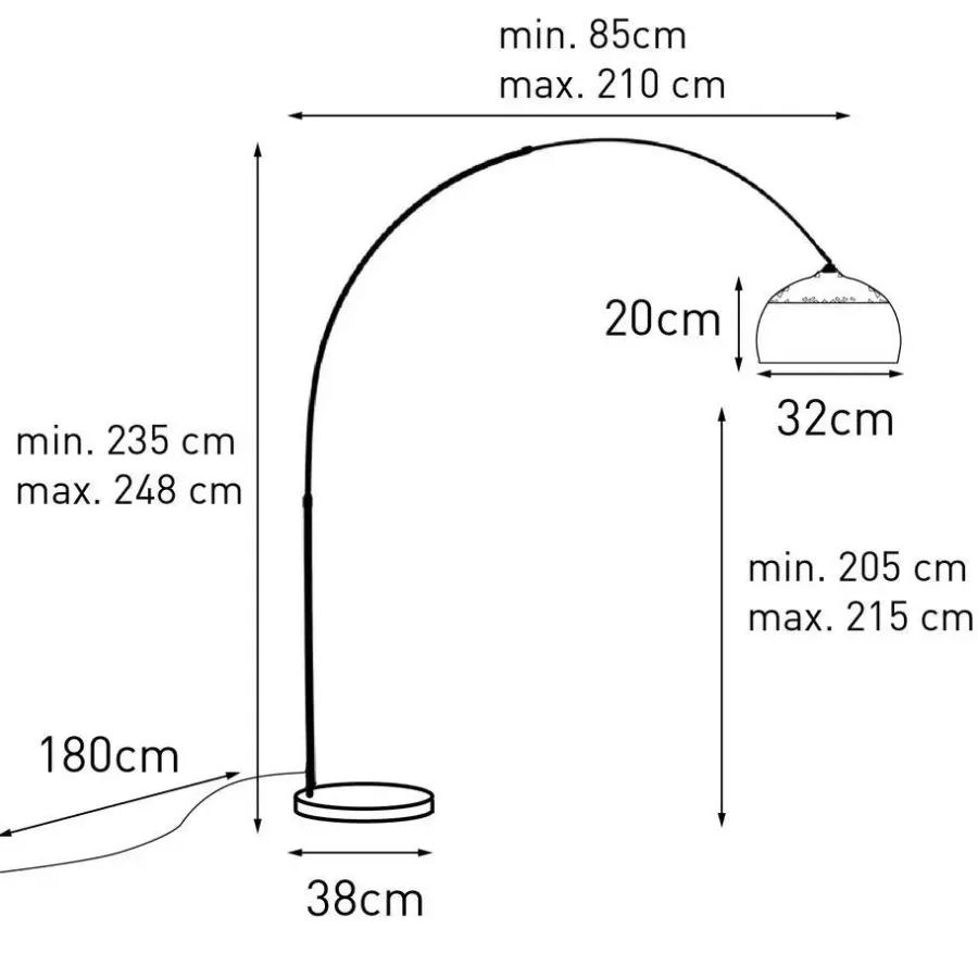 QAZQA booglampen xxl zwart e27