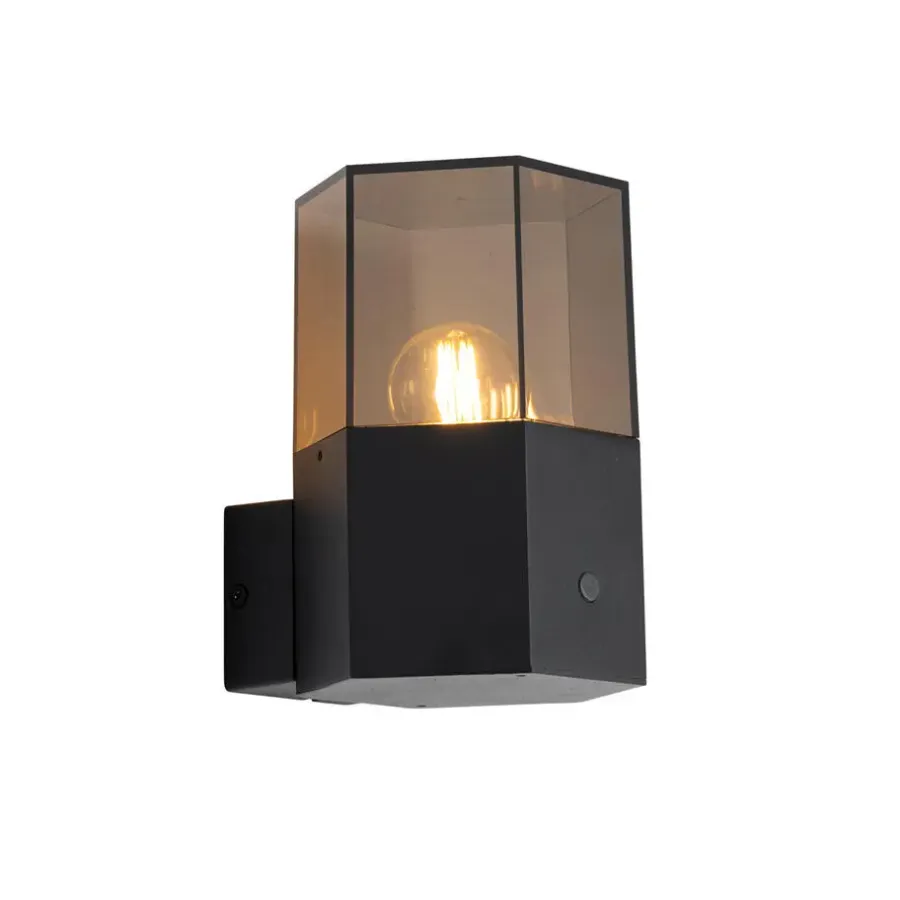 QAZQA buitenlampen met sensor denmark zwart e27