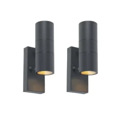 Buitenverlichting|Wandlampen-QAZQA buitenlampen met sensor duo grijs gu10