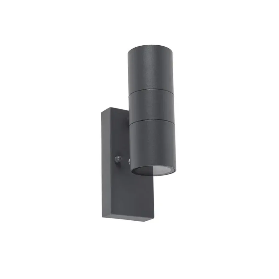 Buitenverlichting|Wandlampen-QAZQA buitenlampen met sensor duo grijs gu10