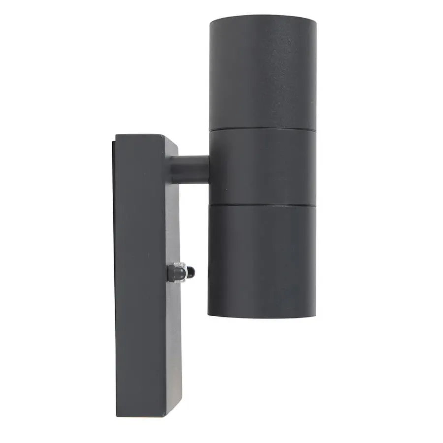 Buitenverlichting|Wandlampen-QAZQA buitenlampen met sensor duo grijs gu10