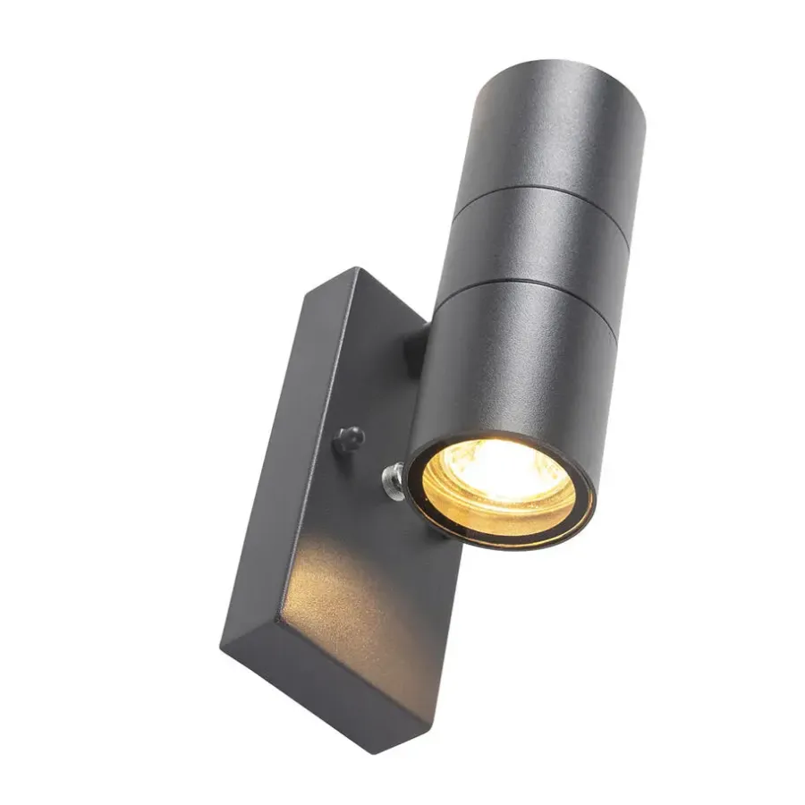 Buitenverlichting|Wandlampen-QAZQA buitenlampen met sensor duo grijs gu10
