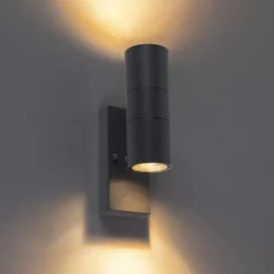Buitenverlichting|Wandlampen-QAZQA buitenlampen met sensor duo grijs gu10