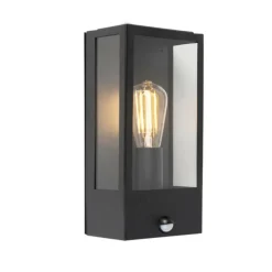 Buitenverlichting|Buitenlampen Met Sensor-QAZQA buitenlampen met sensor rotterdam zwart e27