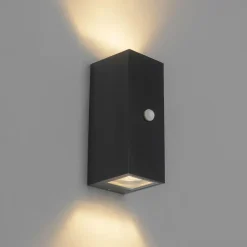 Buitenlampen Met Sensor|Wandlampen-QAZQA buitenlampen met sensor baleno zwart gu10