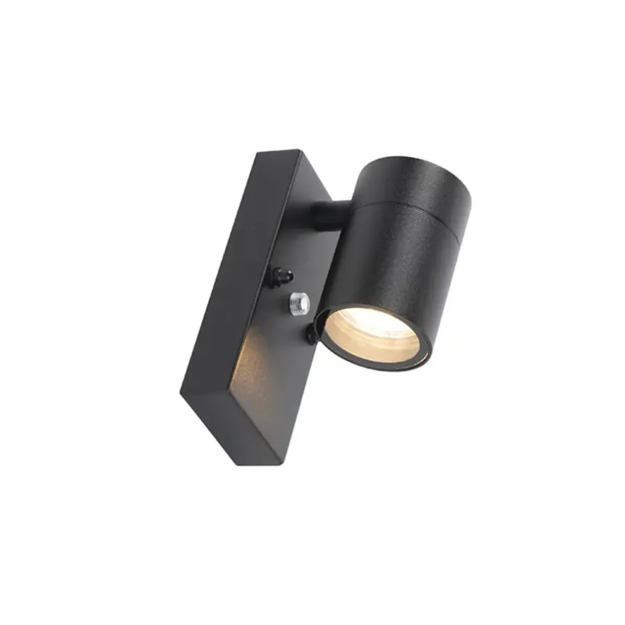 Buitenverlichting|Wandlampen-QAZQA buitenlampen met sensor solo zwart gu10