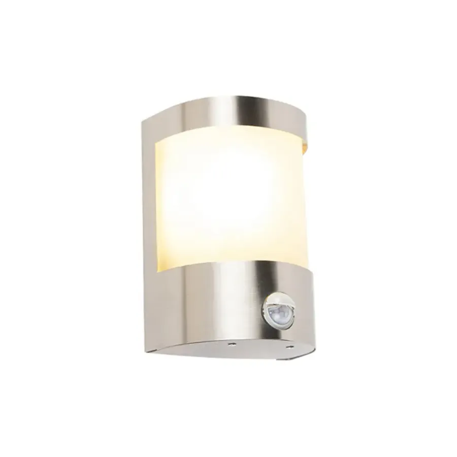 Wandlampen-QAZQA buitenlampen met sensor mira zilverkleurig e27