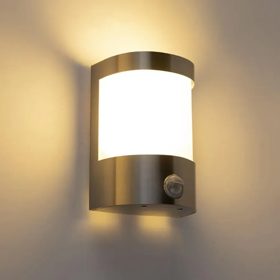 Wandlampen-QAZQA buitenlampen met sensor mira zilverkleurig e27