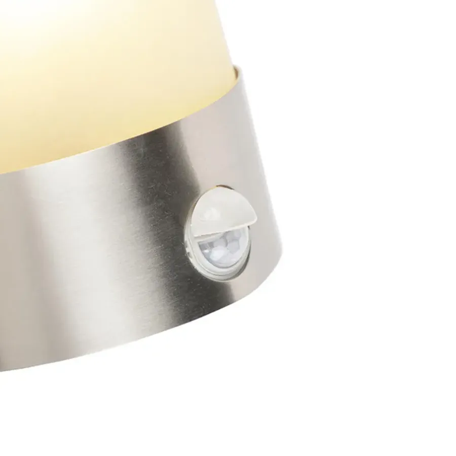Wandlampen-QAZQA buitenlampen met sensor mira zilverkleurig e27