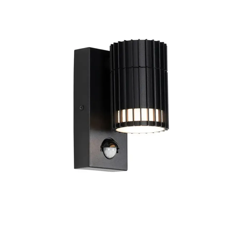 Wandlampen-QAZQA buitenlampen met sensor boris zwart gu10