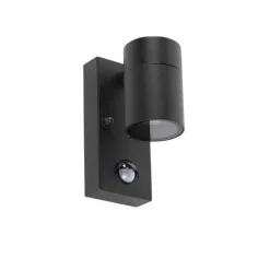 Buitenverlichting|Buitenlampen Met Sensor-QAZQA buitenlampen met sensor solo zwart gu10