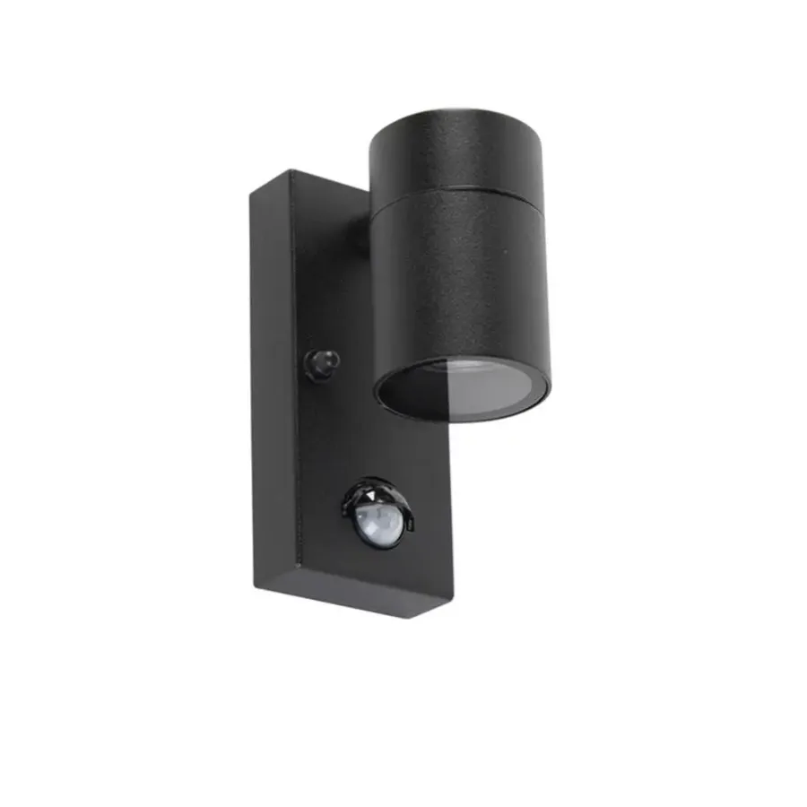 Buitenverlichting|Buitenlampen Met Sensor-QAZQA buitenlampen met sensor solo zwart gu10