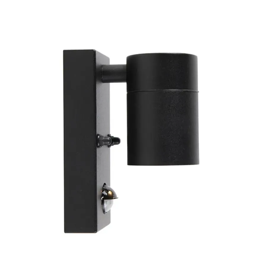Buitenverlichting|Buitenlampen Met Sensor-QAZQA buitenlampen met sensor solo zwart gu10