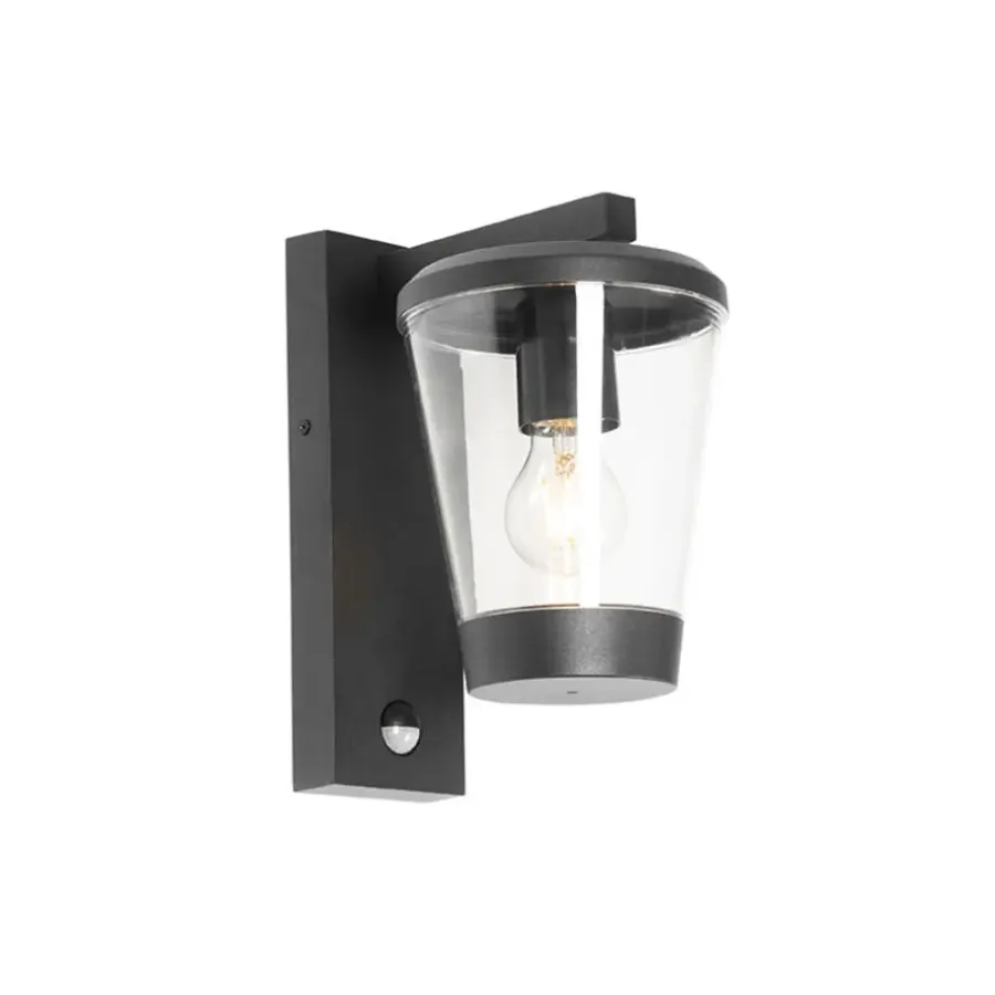 QAZQA buitenlampen met sensor joren zwart e27