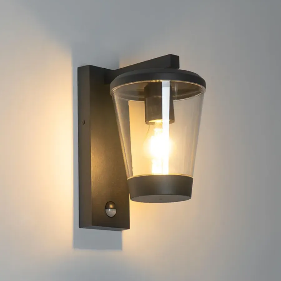 QAZQA buitenlampen met sensor joren zwart e27