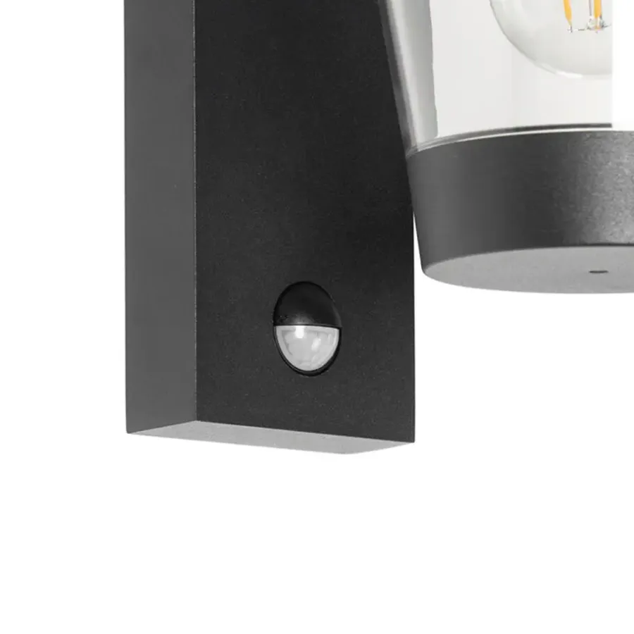 QAZQA buitenlampen met sensor joren zwart e27