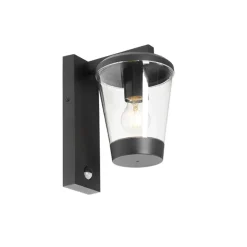 QAZQA buitenlampen met sensor joren zwart e27