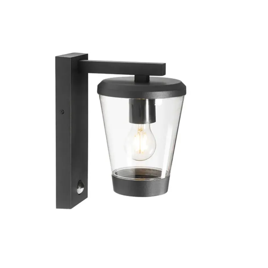 QAZQA buitenlampen met sensor joren zwart e27