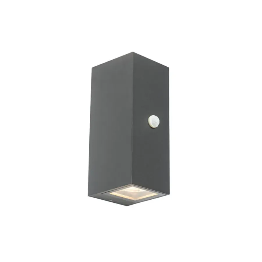 Buitenlampen Met Sensor|Wandlampen-QAZQA buitenlampen met sensor baleno grijs gu10