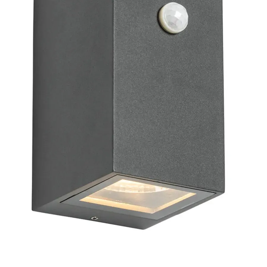 Buitenlampen Met Sensor|Wandlampen-QAZQA buitenlampen met sensor baleno grijs gu10