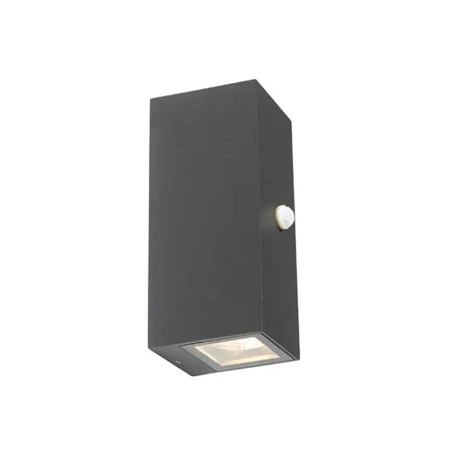 Buitenlampen Met Sensor|Wandlampen-QAZQA buitenlampen met sensor baleno grijs gu10