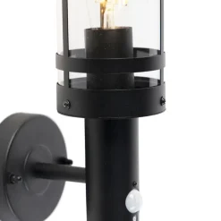 QAZQA buitenlampen met sensor gleam zwart e27