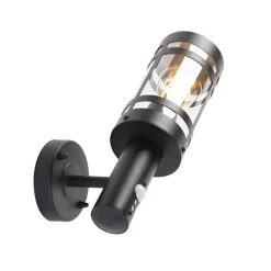QAZQA buitenlampen met sensor gleam zwart e27