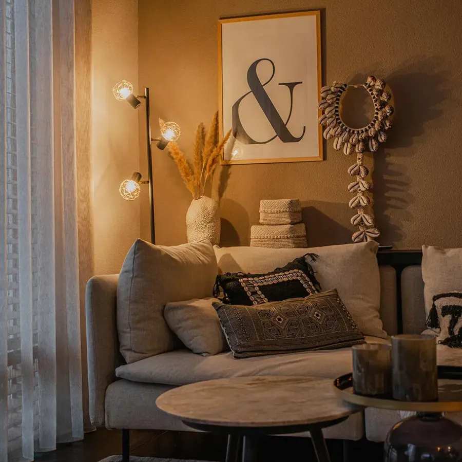 Staande Lampen-QAZQA Design vloerlamp zwart 3-lichts verstelbaar - Mesh - Zwart
