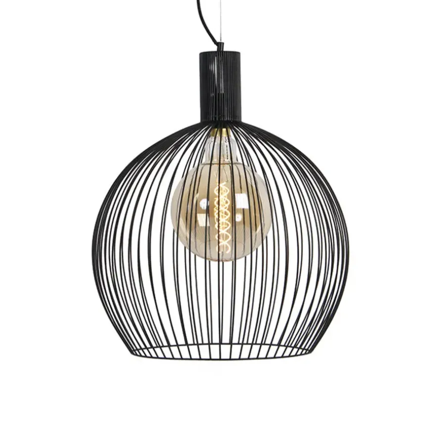 Hanglampen-QAZQA hanglampen wire zwart e27