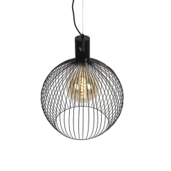 Hanglampen-QAZQA hanglampen wire zwart e27
