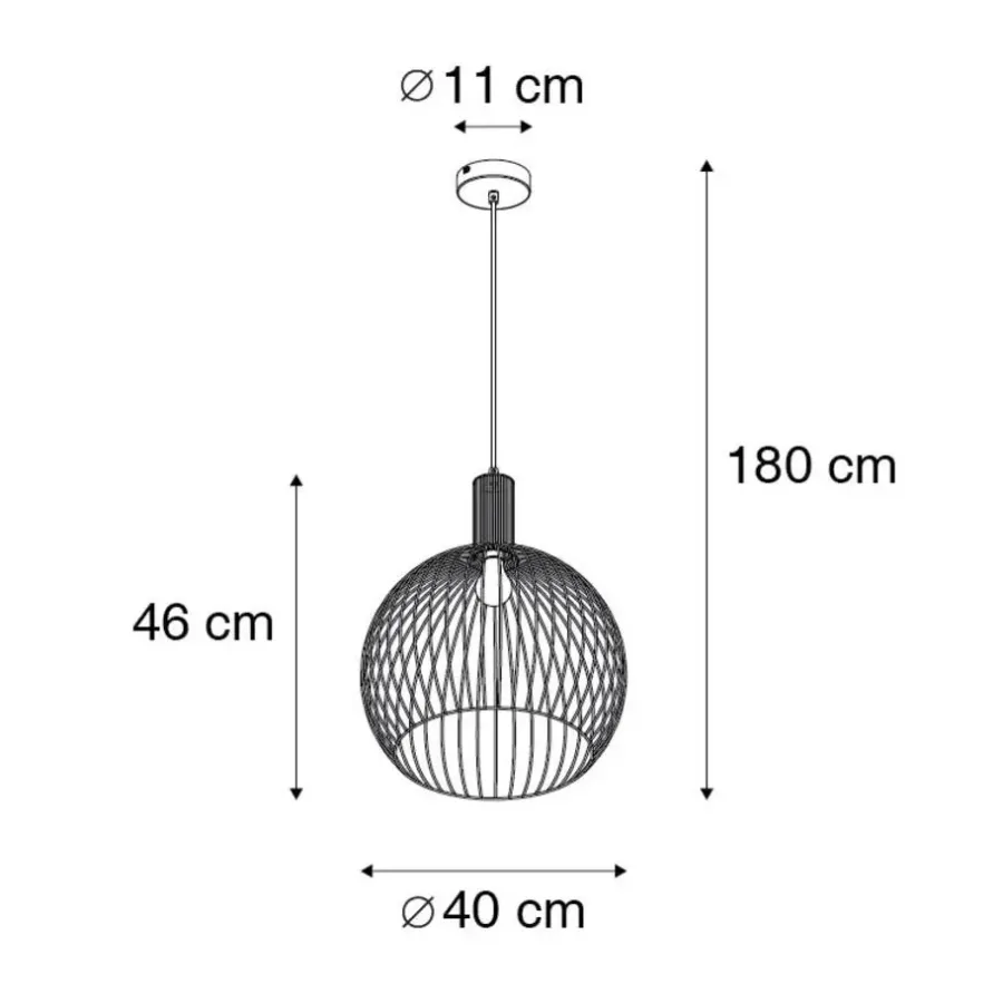 Hanglampen-QAZQA hanglampen wire zwart e27